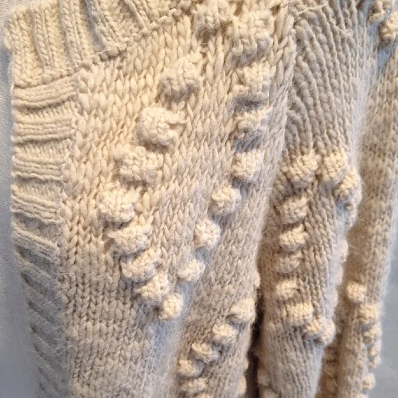 NEW LUCKY BRAND Bobble Diamond Oatmeal Wool Blend Knit Cardigan Sweater - Picture 7 of 9